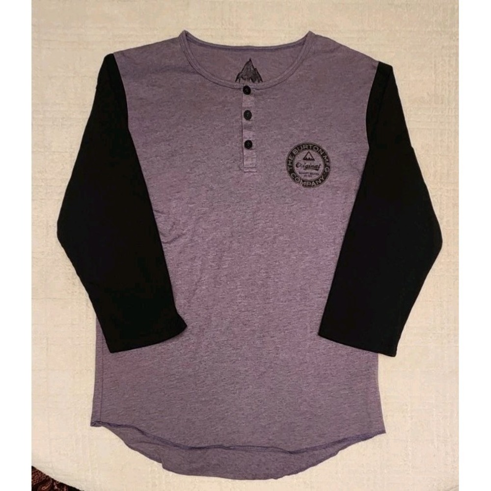 Burton Henley Shirt Gray 3/4 Sleeve Heathered Plum Men's Size‎ M Slim Fit